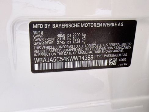 Used 2019 BMW 530i w/ Convenience Package RWD image 20