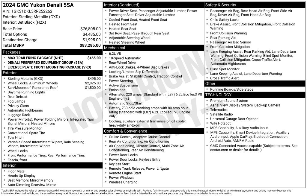 Used 2024 GMC Yukon Denali w/ Max Trailering Package RWD image 4