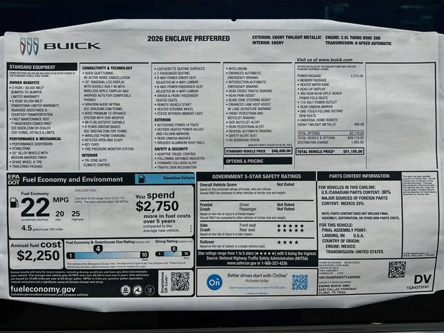 New 2026 Buick Enclave Preferred w/ Power Package FWD image 21