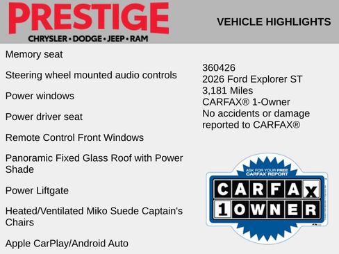 Used 2026 Ford Explorer ST w/ Sun And Sound Package AWD/4WD image 6