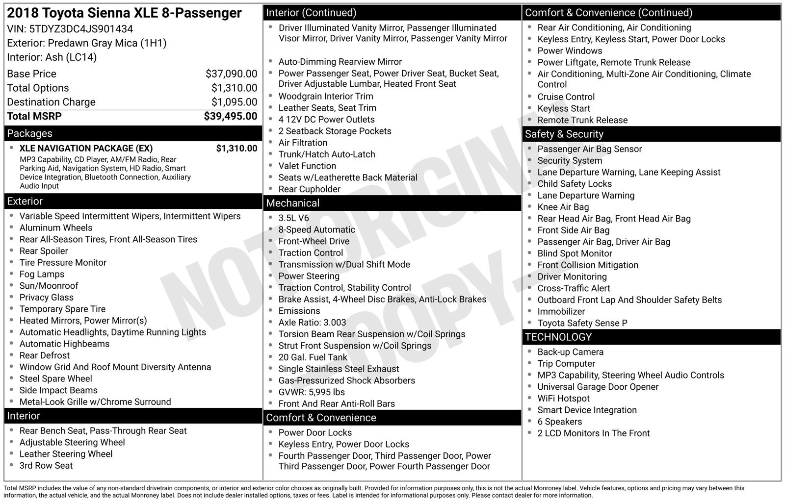 Used 2018 Toyota Sienna XLE w/ XLE Navigation Package FWD image 2