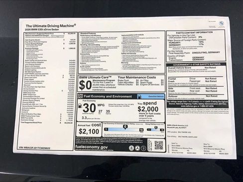 New 2026 BMW 530i xDrive w/ Premium Package AWD/4WD image 22