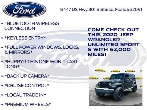 Used 2020 Jeep Wrangler Unlimited Sport S w/ Sun And Sound Package AWD/4WD image 10