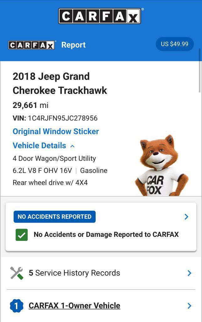 Used 2018 Jeep Grand Cherokee Trackhawk AWD/4WD image 7