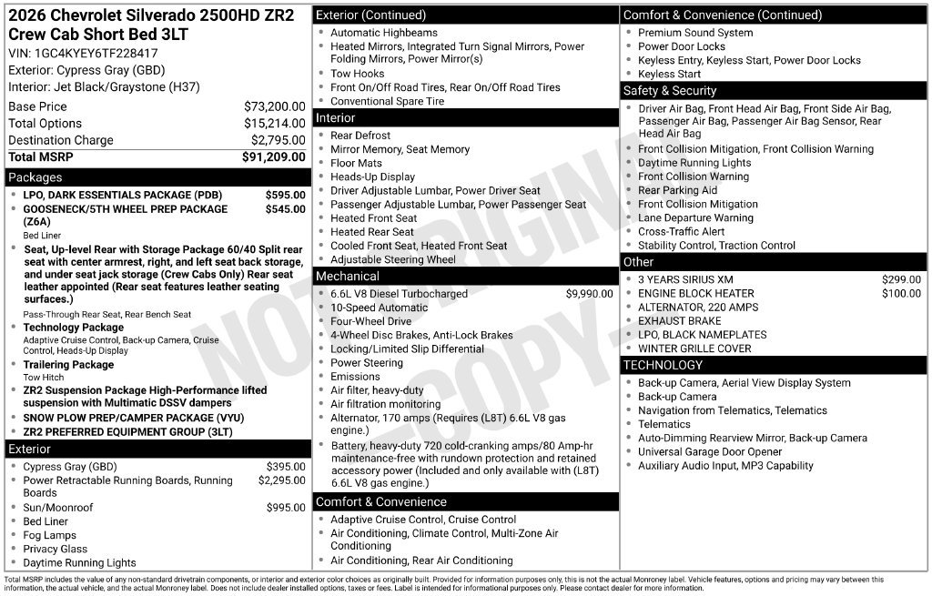 Used 2026 Chevrolet Silverado 2500 ZR2 w/ LPO, Dark Essentials Package AWD/4WD image 26