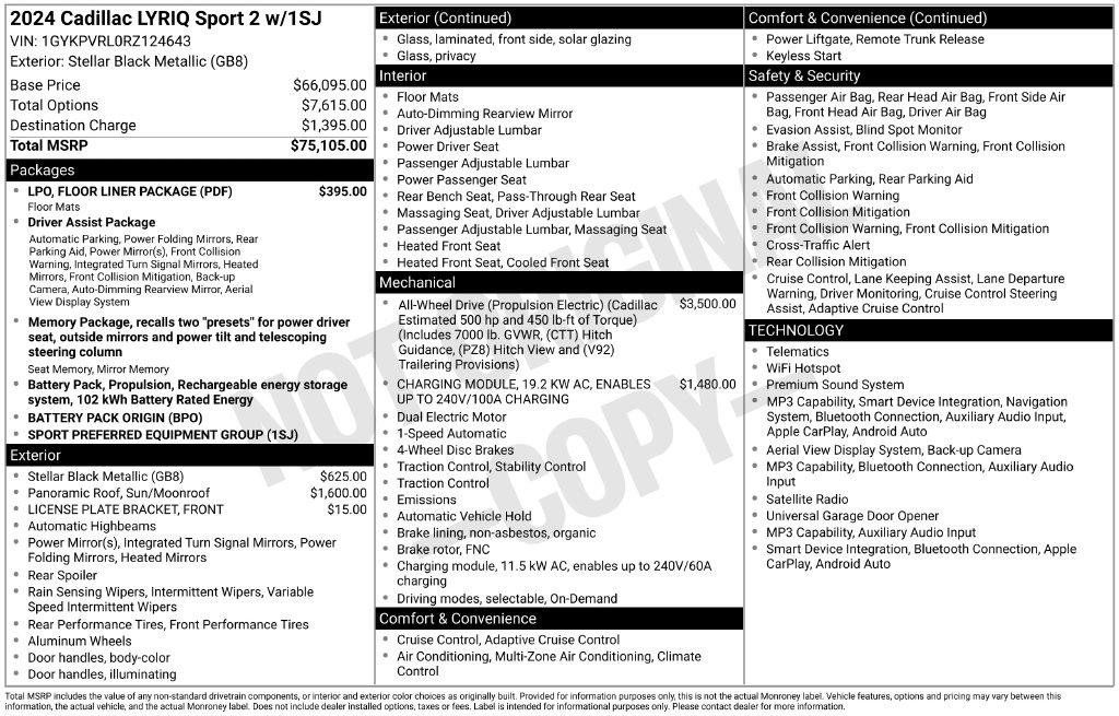 Certified 2024 Cadillac Lyriq Sport w/ LPO, Floor Liner Package AWD/4WD image 16