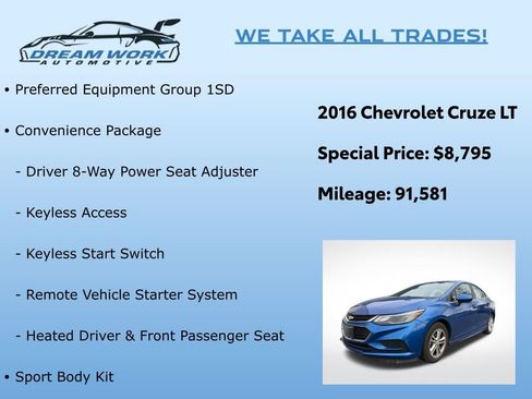 Used 2016 Chevrolet Cruze LT w/ Convenience Package image 2