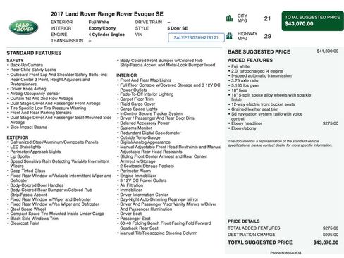 Used 2017 Land Rover Range Rover Evoque SE AWD/4WD image 3