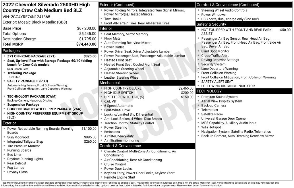 Used 2022 Chevrolet Silverado 2500 High Country w/ Z71 Off-Road Package AWD/4WD image 19