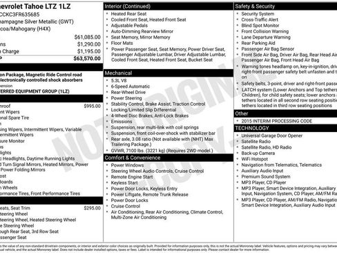Used 2015 Chevrolet Tahoe LTZ RWD image 11