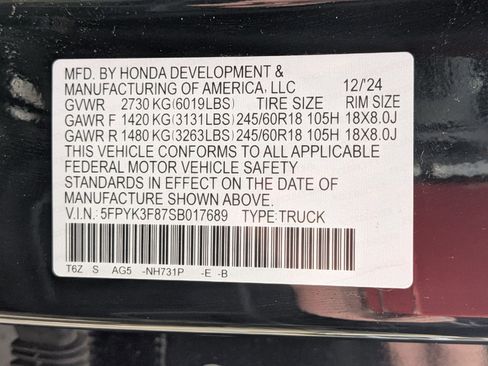 Certified 2025 Honda Ridgeline Black Edition image 37