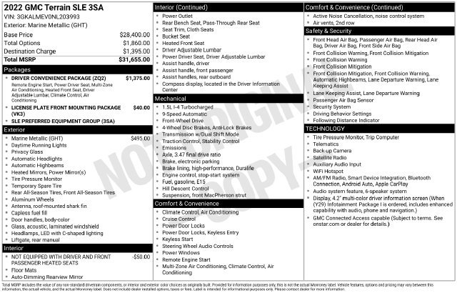 Used 2022 GMC Terrain SLE w/ Driver Convenience Package FWD image 30