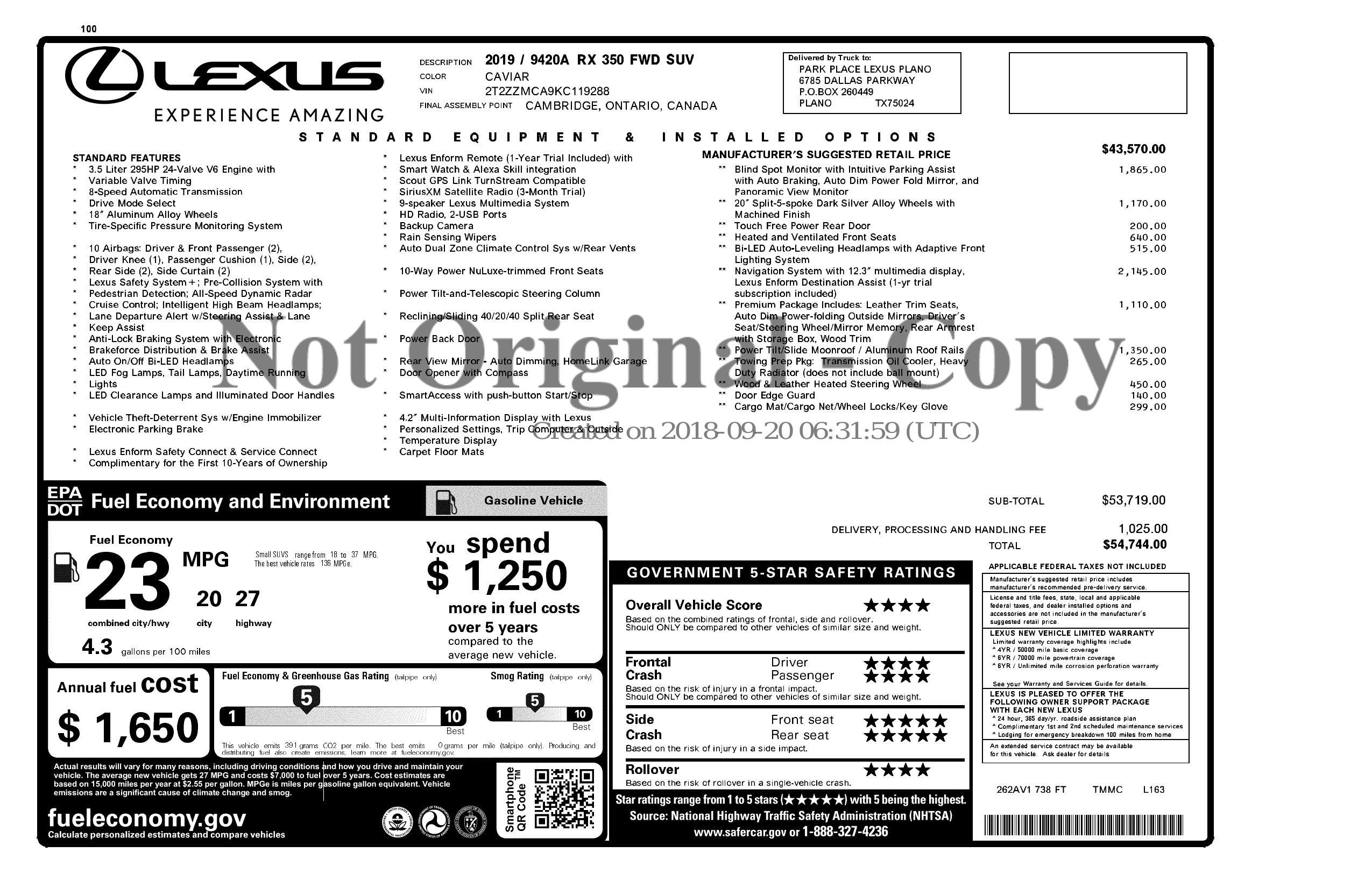 Used 2019 Lexus RX 350 FWD w/ Navigation Package image 3