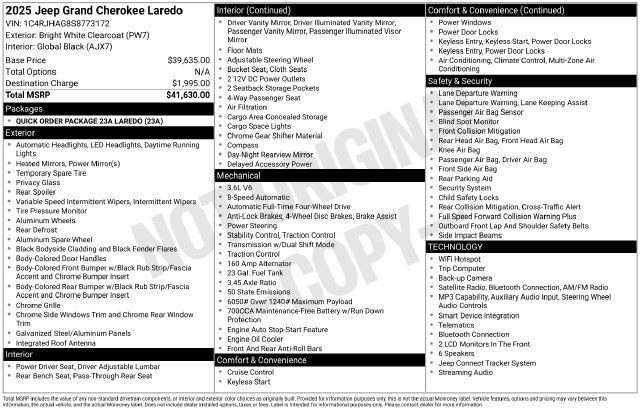 Used 2025 Jeep Grand Cherokee Laredo AWD/4WD image 37
