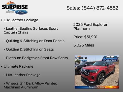 Used 2025 Ford Explorer Platinum w/ Ultimate Package AWD/4WD image 7