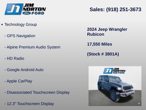 Used 2024 Jeep Wrangler Unlimited Rubicon w/ Technology Group AWD/4WD image 13