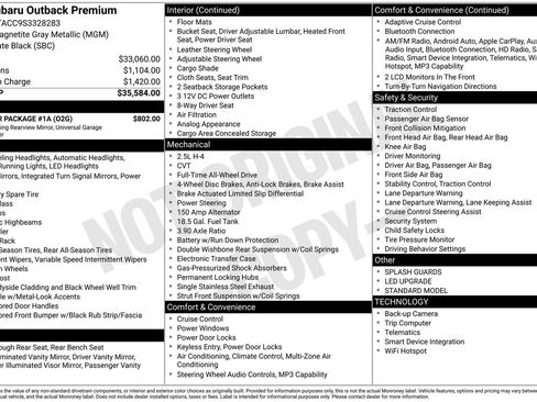 Certified 2025 Subaru Outback Premium w/ Popular Package #1A AWD/4WD image 35