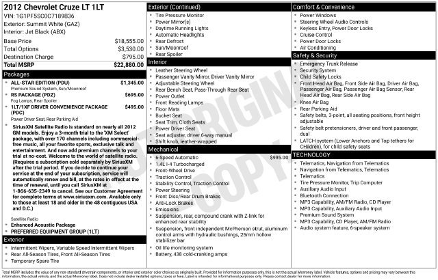 Used 2012 Chevrolet Cruze LT w/ All-Star Edition FWD image 37