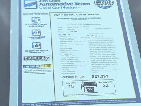 Used 2021 RAM 1500 Warlock w/ Electronics Group RWD image 14