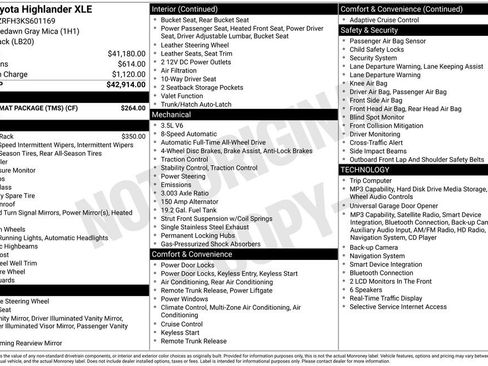 Used 2019 Toyota Highlander XLE w/ Carpet Mat Package (TMS) AWD/4WD image 34