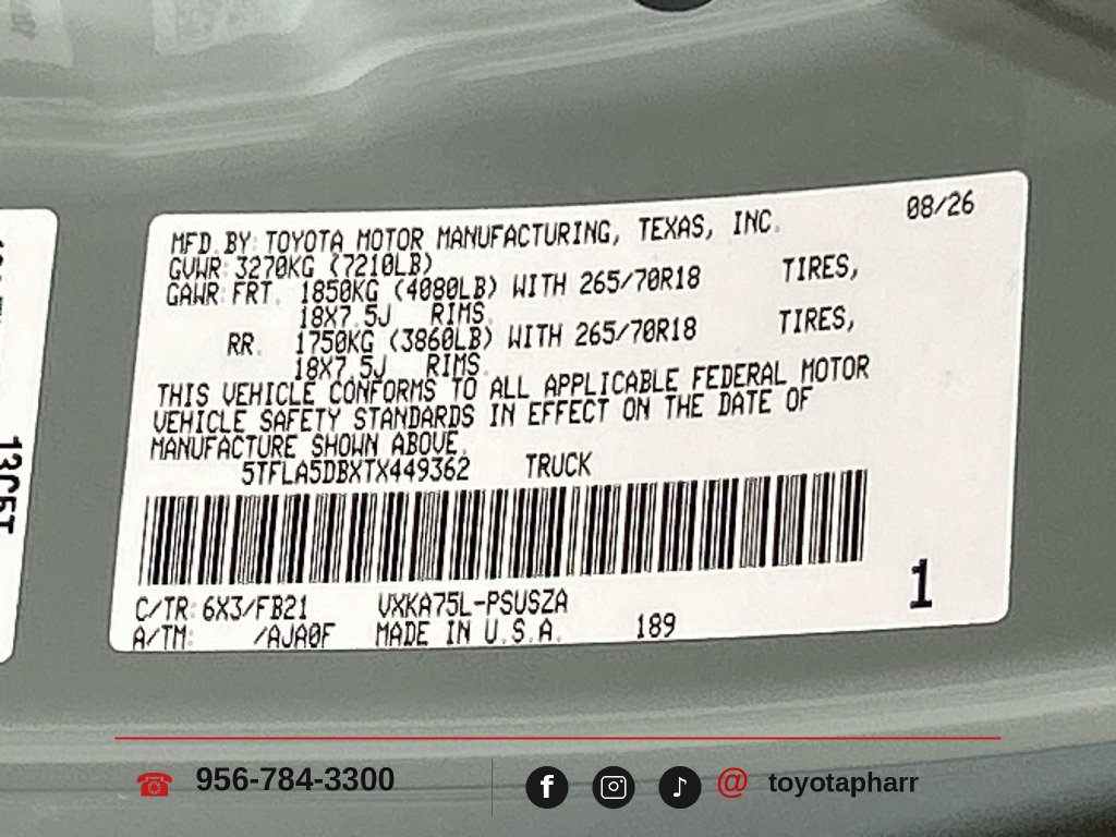 New 2026 Toyota Tundra SR5 w/ SR5 Convenience Package AWD/4WD image 29