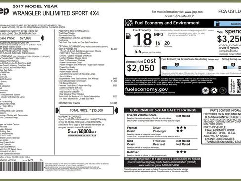 Used 2017 Jeep Wrangler Unlimited Sport w/ Quick Order Package 24S image 3