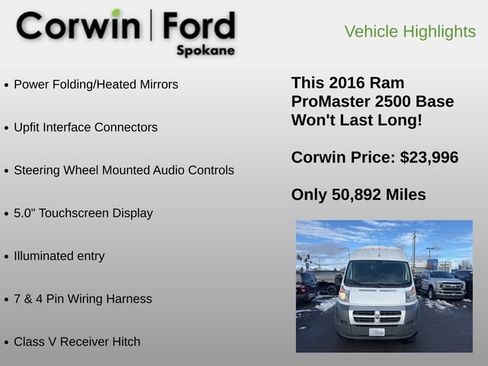 Used 2016 RAM ProMaster 2500 w/ Mopar Trailer Tow Group image 10