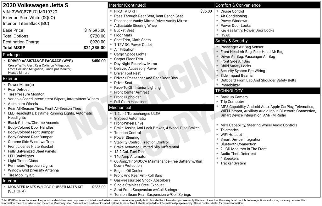 Used 2020 Volkswagen Jetta S w/ Driver Assistance Package FWD image 3