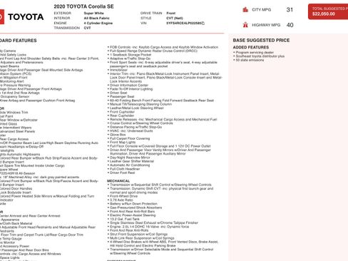 Used 2020 Toyota Corolla SE image 2