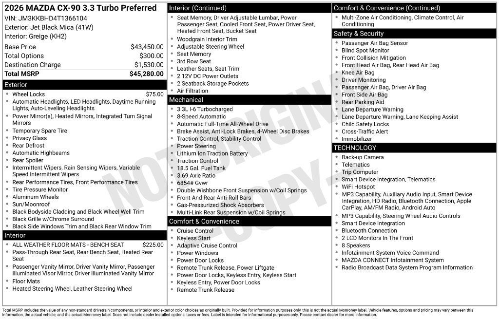 Certified 2026 MAZDA CX-90 3.3 Turbo w/ Preferred Package AWD/4WD image 25