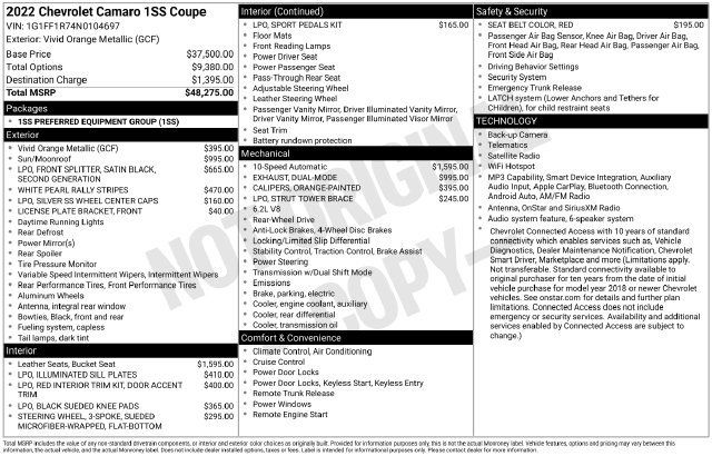Used 2022 Chevrolet Camaro SS RWD image 47