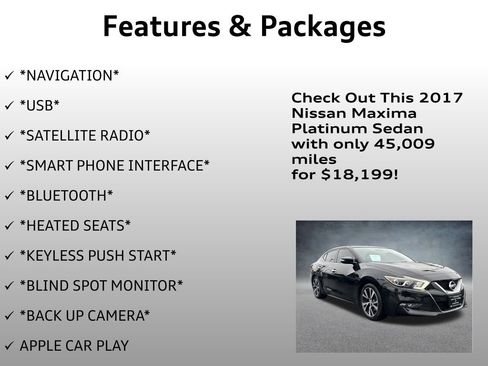 Used 2017 Nissan Maxima Platinum w/ Interior Lighting Package image 4