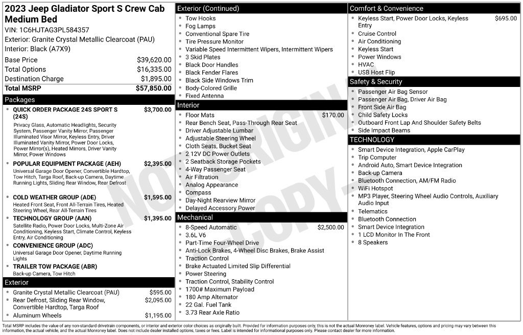 Used 2023 Jeep Gladiator Sport AWD/4WD image 35