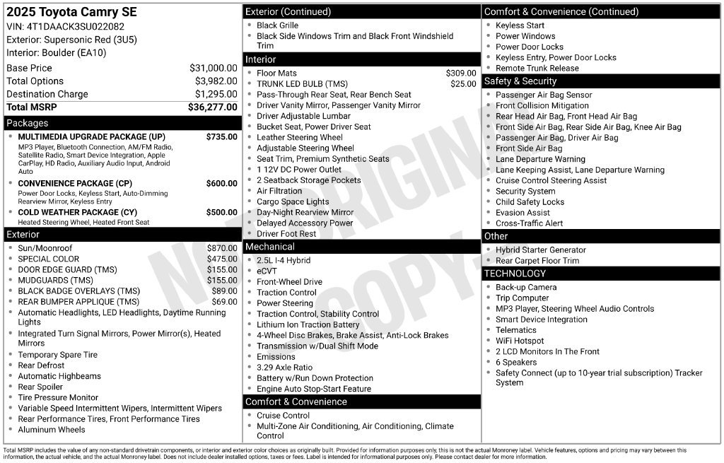 Used 2025 Toyota Camry SE w/ Multimedia Upgrade Package FWD image 26