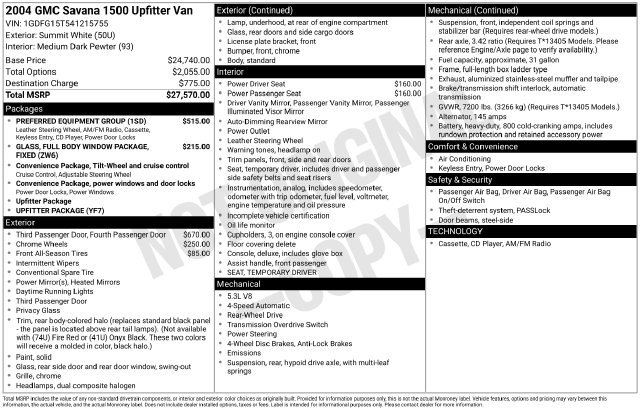 Used 2004 GMC Savana 1500 w/ Preferred Equipment Group RWD image 40