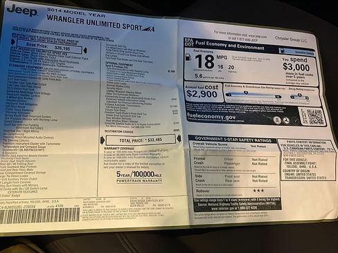 Used 2014 Jeep Wrangler Unlimited Sport w/ Quick Order Package 24S image 48