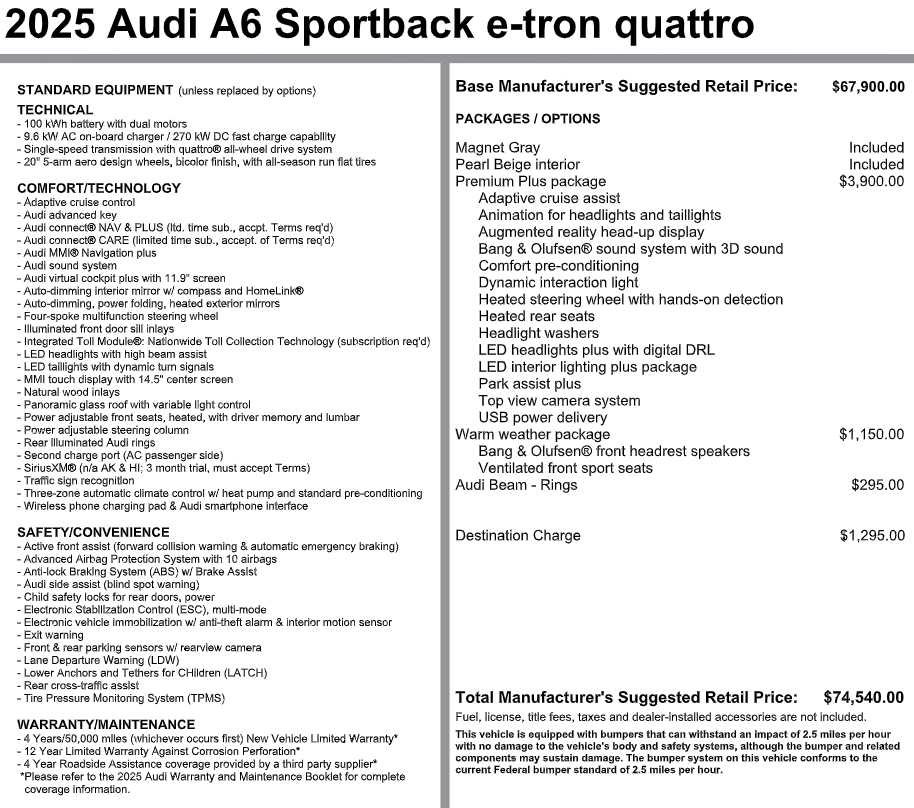 Used 2025 Audi A6 e-tron Premium Plus w/ Premium Plus AWD/4WD image 3