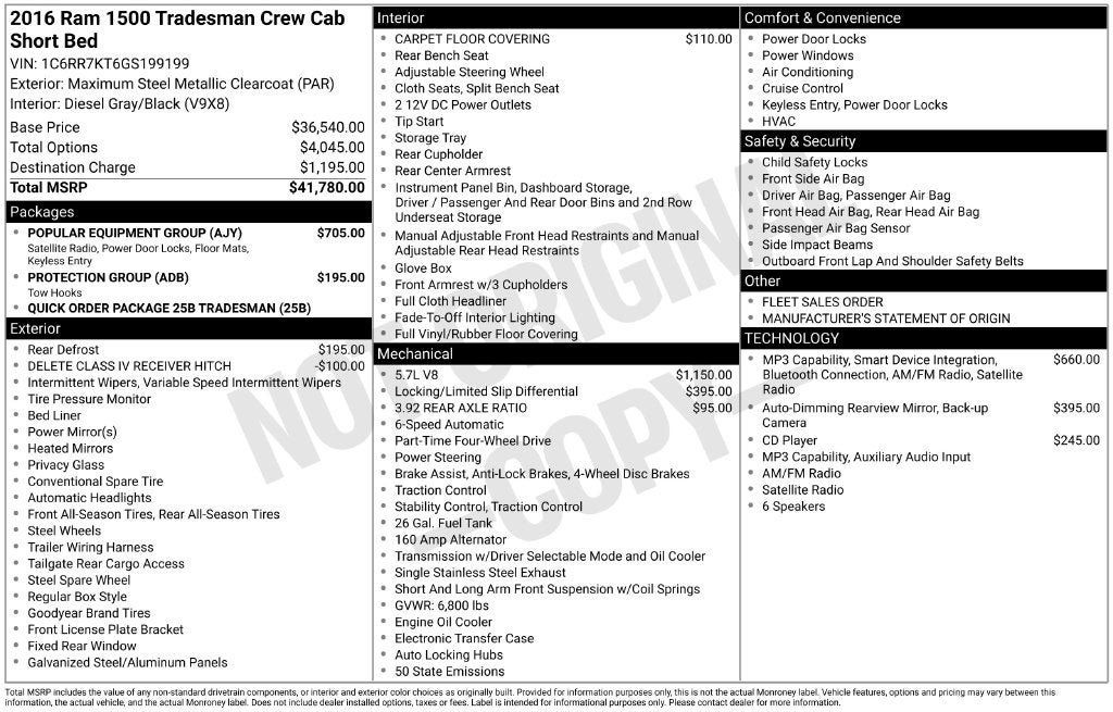 Used 2016 RAM 1500 Tradesman w/ Popular Equipment Group AWD/4WD image 9