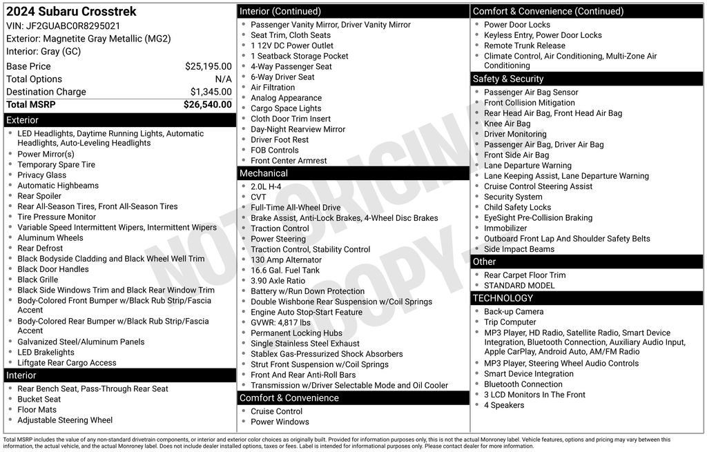 Certified 2024 Subaru Crosstrek 2.0i AWD/4WD image 33