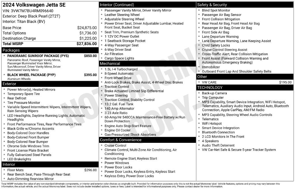 Used 2024 Volkswagen Jetta SE w/ Panoramic Sunroof Package FWD image 8