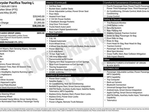 Used 2018 Chrysler Pacifica Touring-L w/ Premium Audio Group FWD image 2