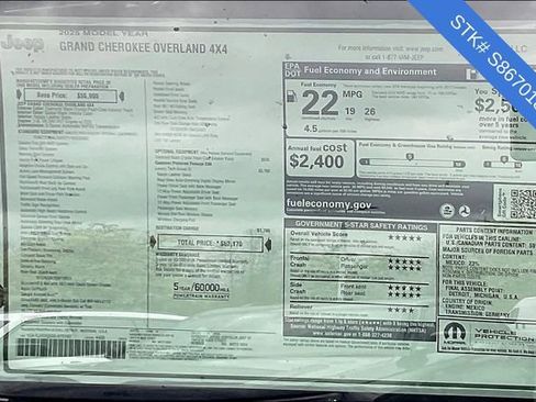 New 2025 Jeep Grand Cherokee Overland w/ Luxury Tech Group IV image 5