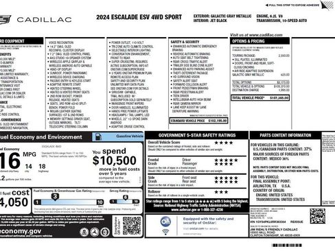 Used 2024 Cadillac Escalade ESV Sport w/ Touring Package AWD/4WD image 6