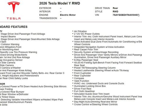 Used 2026 Tesla Model Y 2WD image 25