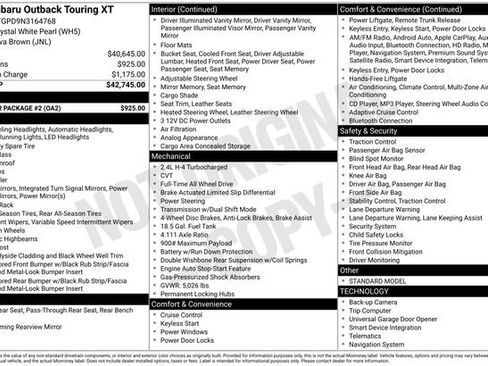 Certified 2022 Subaru Outback Touring XT w/ Popular Package #2 image 13