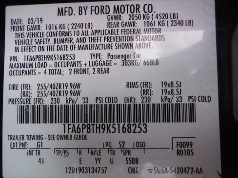 Used 2019 Ford Mustang Premium w/ Wheel & Stripe Package RWD image 46