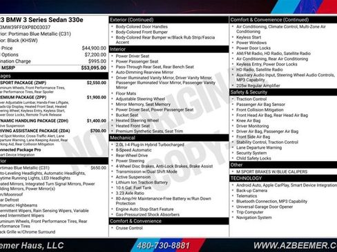 Used 2023 BMW 330e w/ M Sport Package RWD image 3