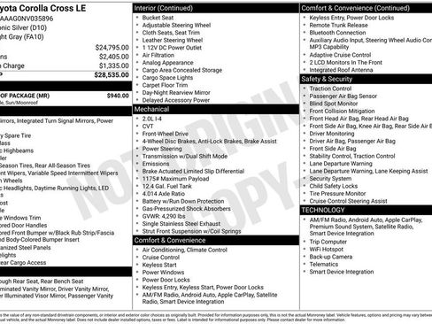 Used 2022 Toyota Corolla Cross LE w/ Moonroof Package FWD image 36