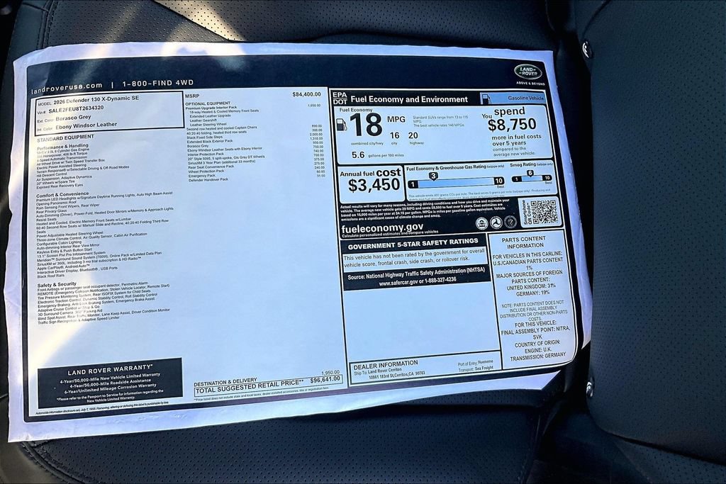 New 2026 Land Rover Defender 130 X-Dynamic SE AWD/4WD image 15