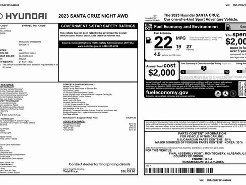 Used 2023 Hyundai Santa Cruz Night image 4